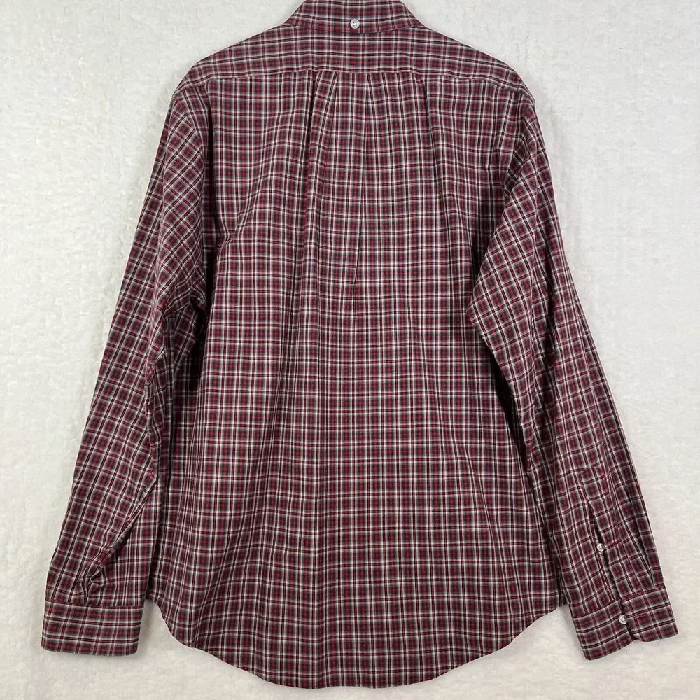 Ralph Lauren Men's Custom Fit Red Long Sleeve Button‎ Down Plaid Shirt Size XL